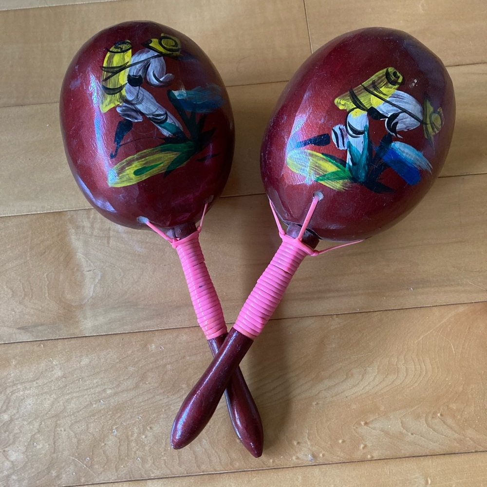 Vintage hand painted maracas from Mexico